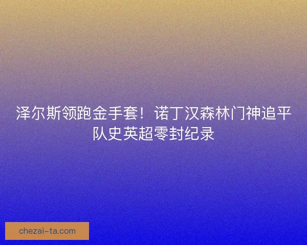 泽尔斯领跑金手套！诺丁汉森林门神追平队史英超零封纪录