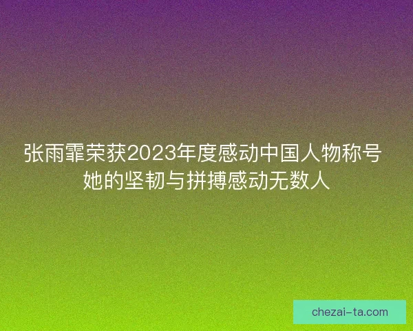 张雨霏荣获2023年度感动中国人物称号 她的坚韧与拼搏感动无数人